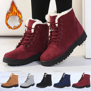 Women's Winter Boots Slip-Resistant Outsole Lace-Up Ankle Shoes Burgundy Black Blue Gray