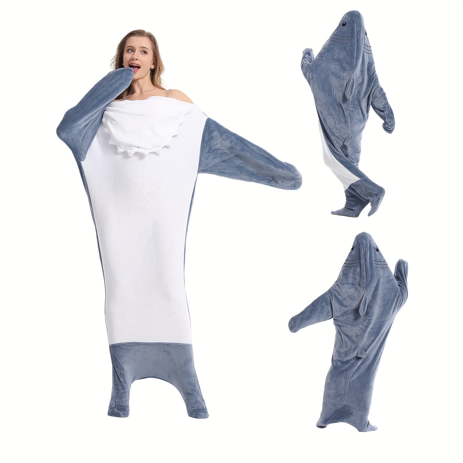 Adult and Child Wearable Shark Blanket Sleeping Bag Soft Warm Christmas Gift