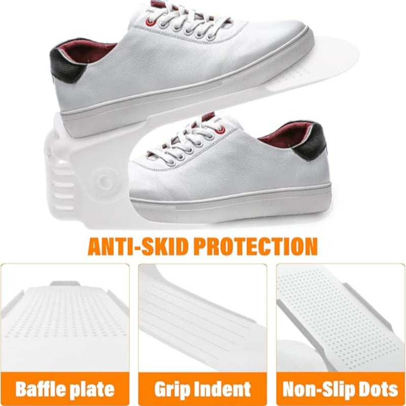 Регулируемая пластиковая полка для обуви на 1/5/10/15/20 предметов, идеально подходит для дома и общежития - компактное и простое в сборке решение для хранения обуви