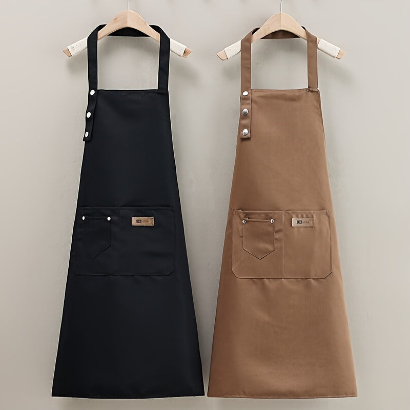 Unisex Canvas Polyester Apron with Pockets for Cooking and BBQ