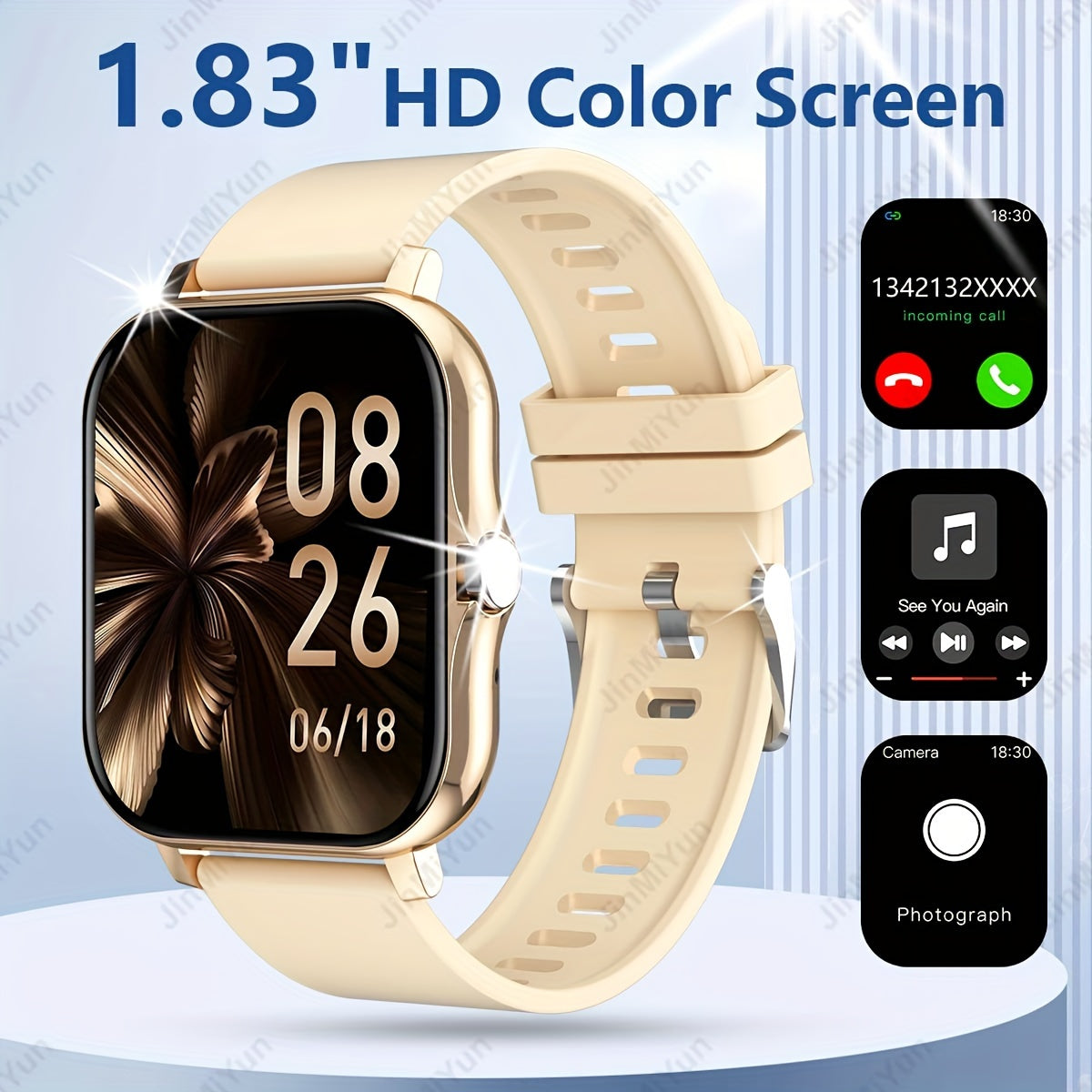 Full Touch Screen Smartwatch 4.65cm with Customizable Dial Wireless Calling Fitness Tracker Compatible with Android and iPhone