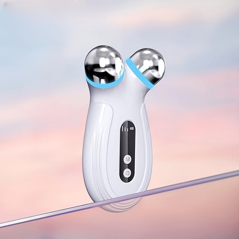 Yuz va bo'yin massajchisi, ko'k LED chiroqlari bilan - qayta zaryadlanadigan, USB orqali zaryadlash - ayollar uchun ideal teri parvarishi sovg'asi, zamonaviy estetik va ergonomik dizaynga ega go'zallik qurilmasi.