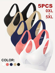 Women Plus Size Sports Bra Wireless Padded Breathable Yoga Running Set