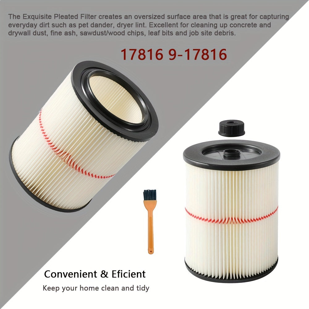 "Craftsman Shop Vac'ingizni Premium Qizil Chiziq Karton Filtri bilan yangilang. 18.93 L va undan katta nam/quruq vakuumlar uchun mo'ljallangan, bu filtr Model 17816 bilan mos keladi. Takomillashtirilgan qiyshiq dizayni bilan, u hayvonlarning terisi va..."