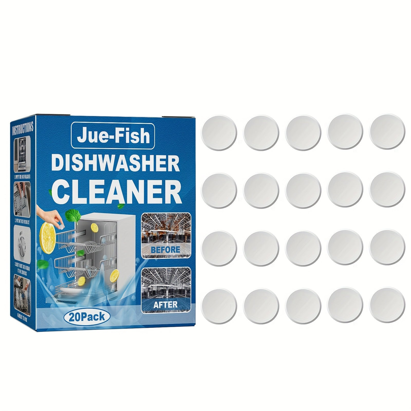 20 Pieces Dishwasher Cleaning Tablets for RV Kitchen Stain and Scale Removal