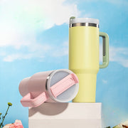 Insulated Stainless Steel Tumbler 30oz with Straw Handle Double-Walled Travel Mug