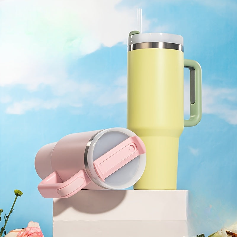 Insulated Stainless Steel Tumbler 30oz with Straw Handle Double-Walled Travel Mug