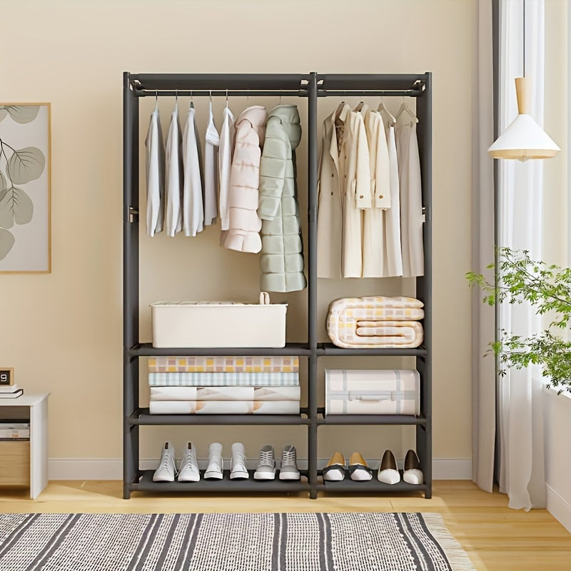 5-Tier Metal Coat Rack Stand with Rust-Resistant Finish for Clothing and Shoes