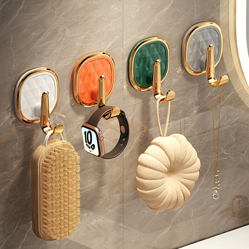 4 Golden Wall Hooks for Clothes Towels and Robes Modern Bathroom Decor