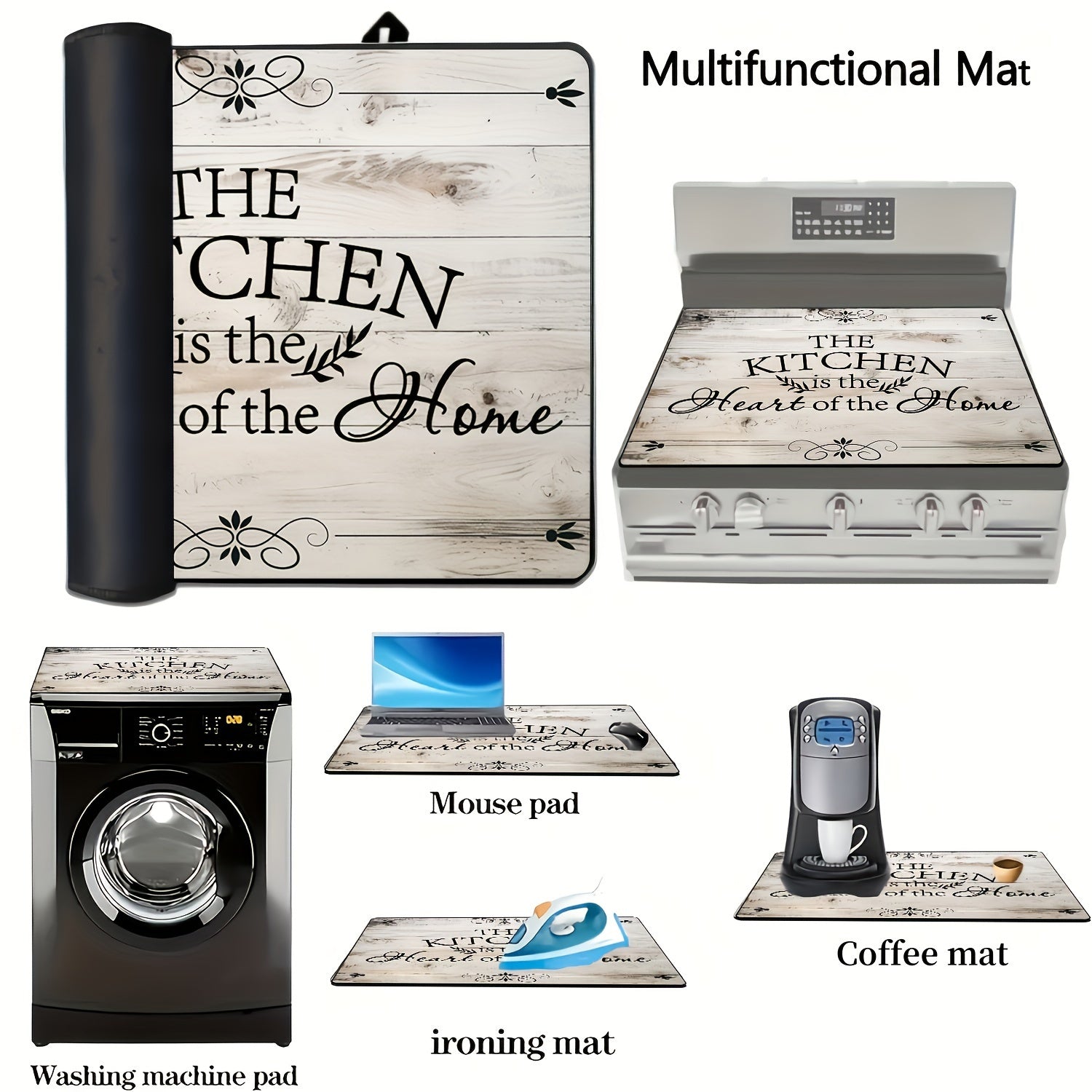 Wood Grain Stove Top Cover 28.5x20.5 Inches Heat Resistant Anti-Scratch Non-Slip Protector