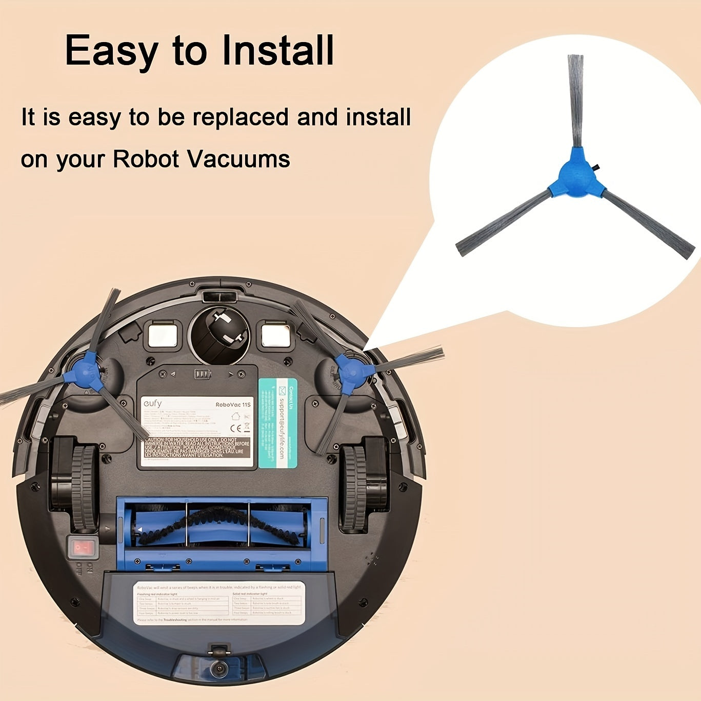 6pcs Replacement Side Brushes for RoboVac 11S 12 15C 30 30C 35C G10 G20 G30