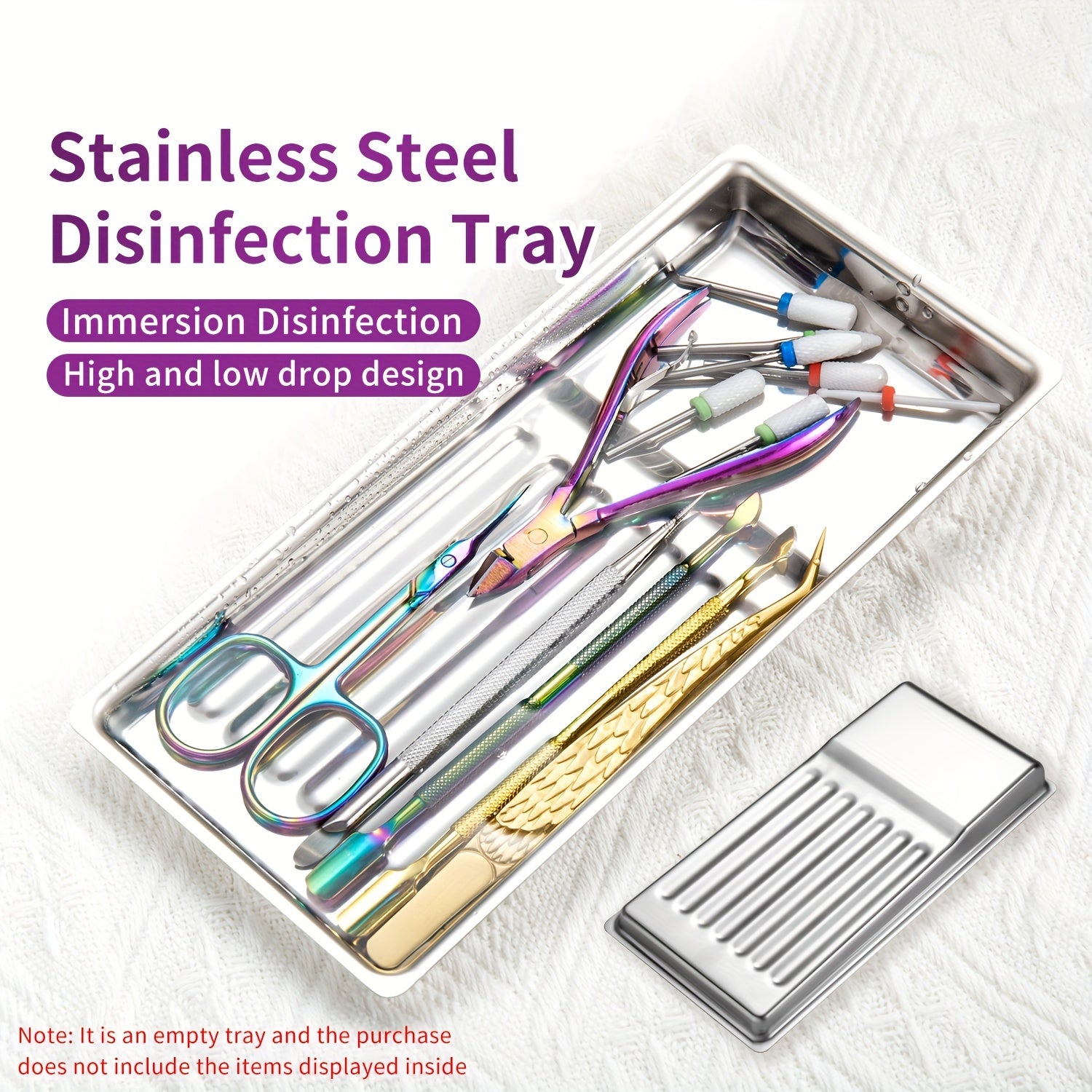 Stainless Steel Sterilization Tray for Nail Tools Salon and Home Disinfection