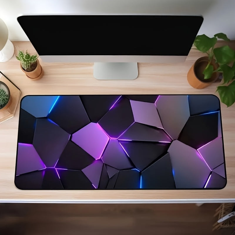 Blue and Purple Abstract Gaming Mouse Pad Non-Slip Polyester Desk Mat for Gamers and Office