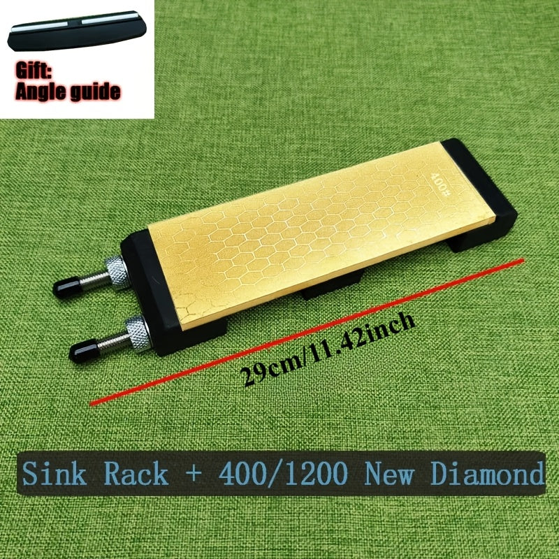 Oshxona va tashqarida foydalanish uchun olmos va qog'oz bilan qirqish asbobiga ega portativ pichoq silliqlash qurilmasi, olti burchakli naqsh va silikon asos bilan ta'minlangan.