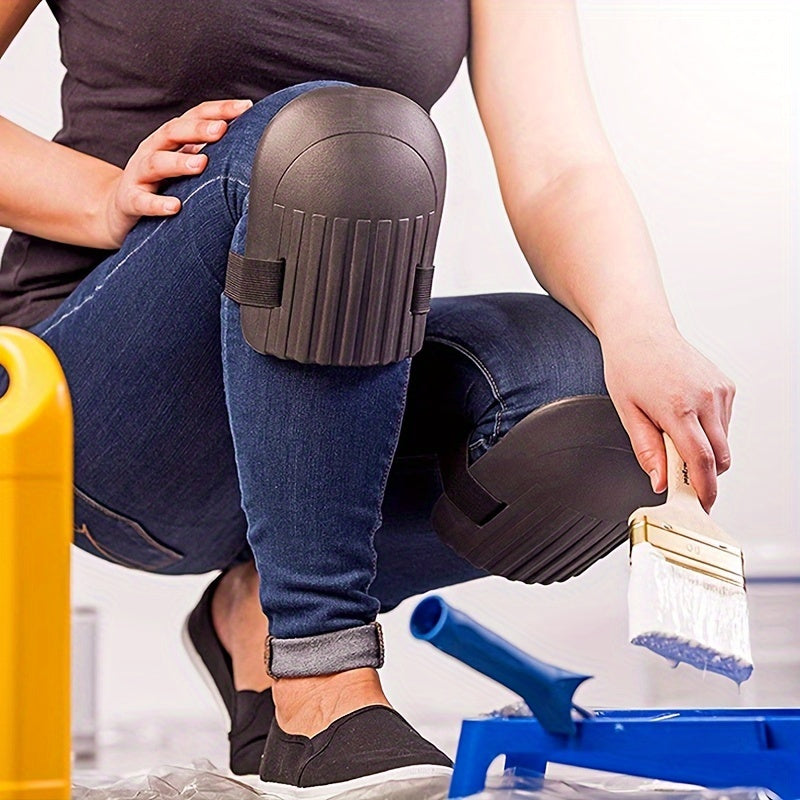 Waterproof Black Industrial Knee Pads with Soft Protection for Construction and Automotive