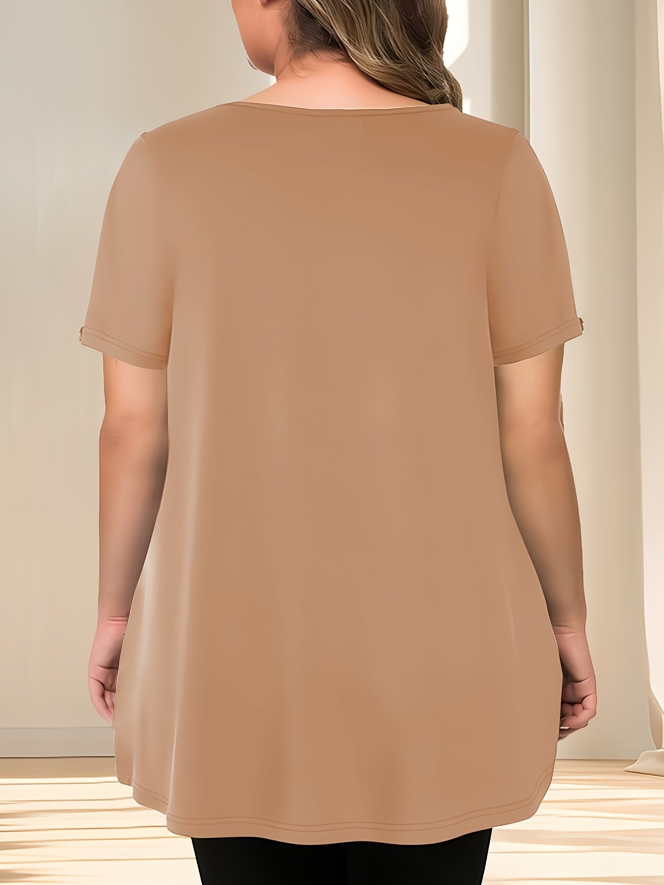 Women’s Plus Size Short Sleeve Blouse Polyester Casual Spring Summer