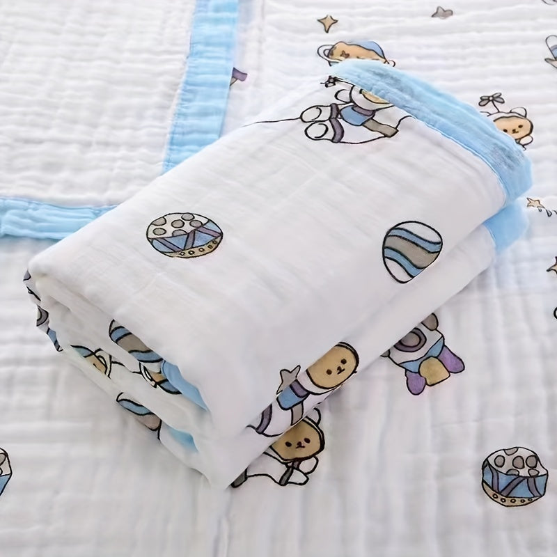 Cartoon Animal Design Ultra-Soft Gauze Blanket 109x109 cm for Bath Nap Bed Cover