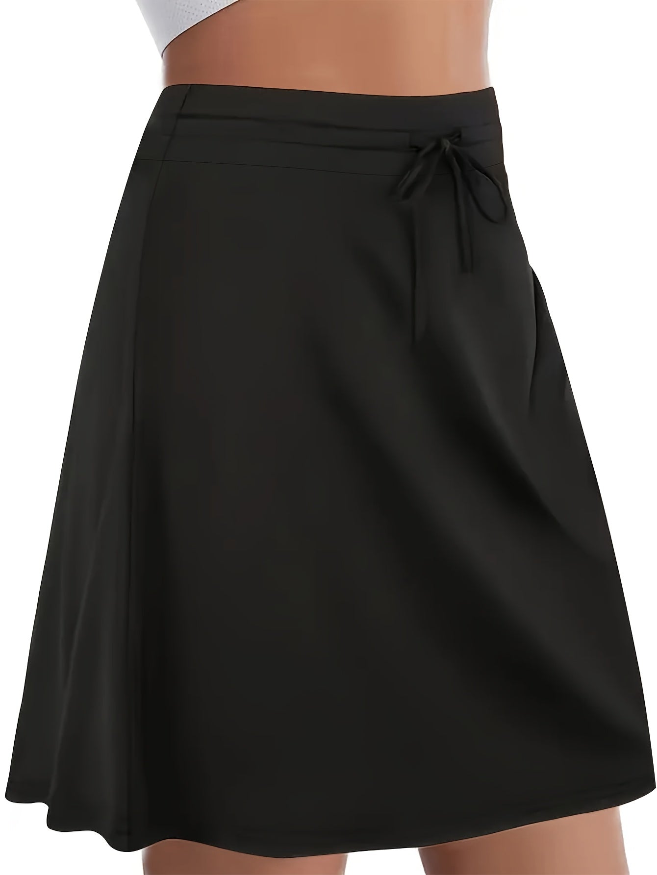 Women’s Plus Size Stretchy High-Waisted Flared Skirt with Pockets