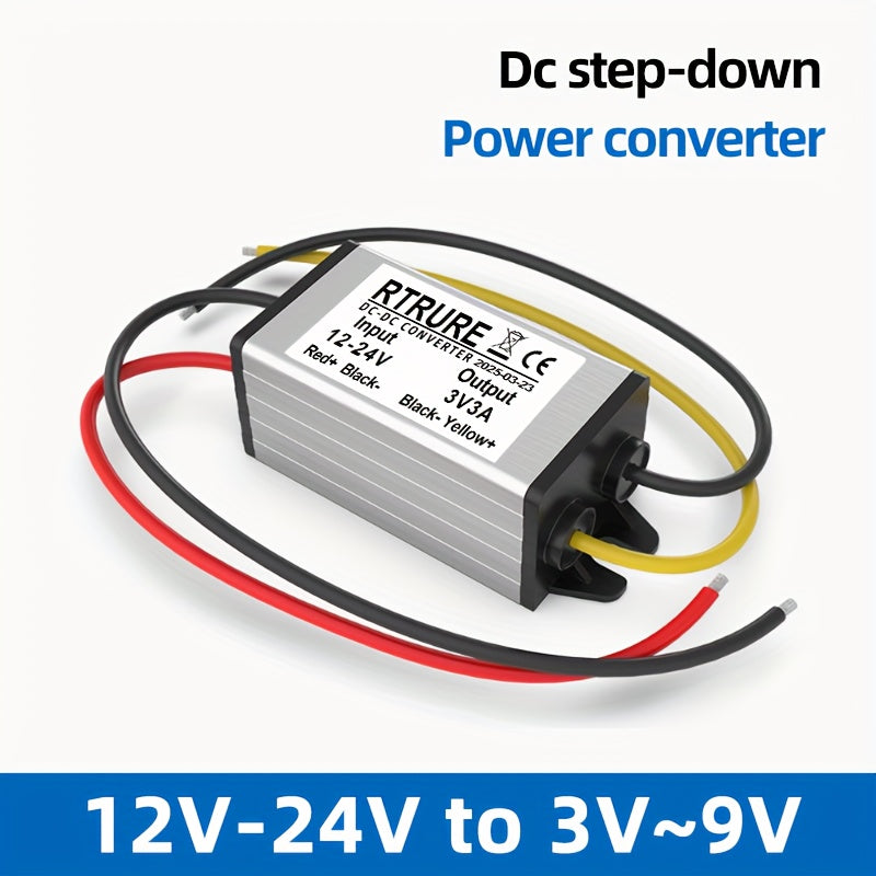 Convertidor de reducción de potencia DC de 12V a 3V-9V con transistores y cables de tierra