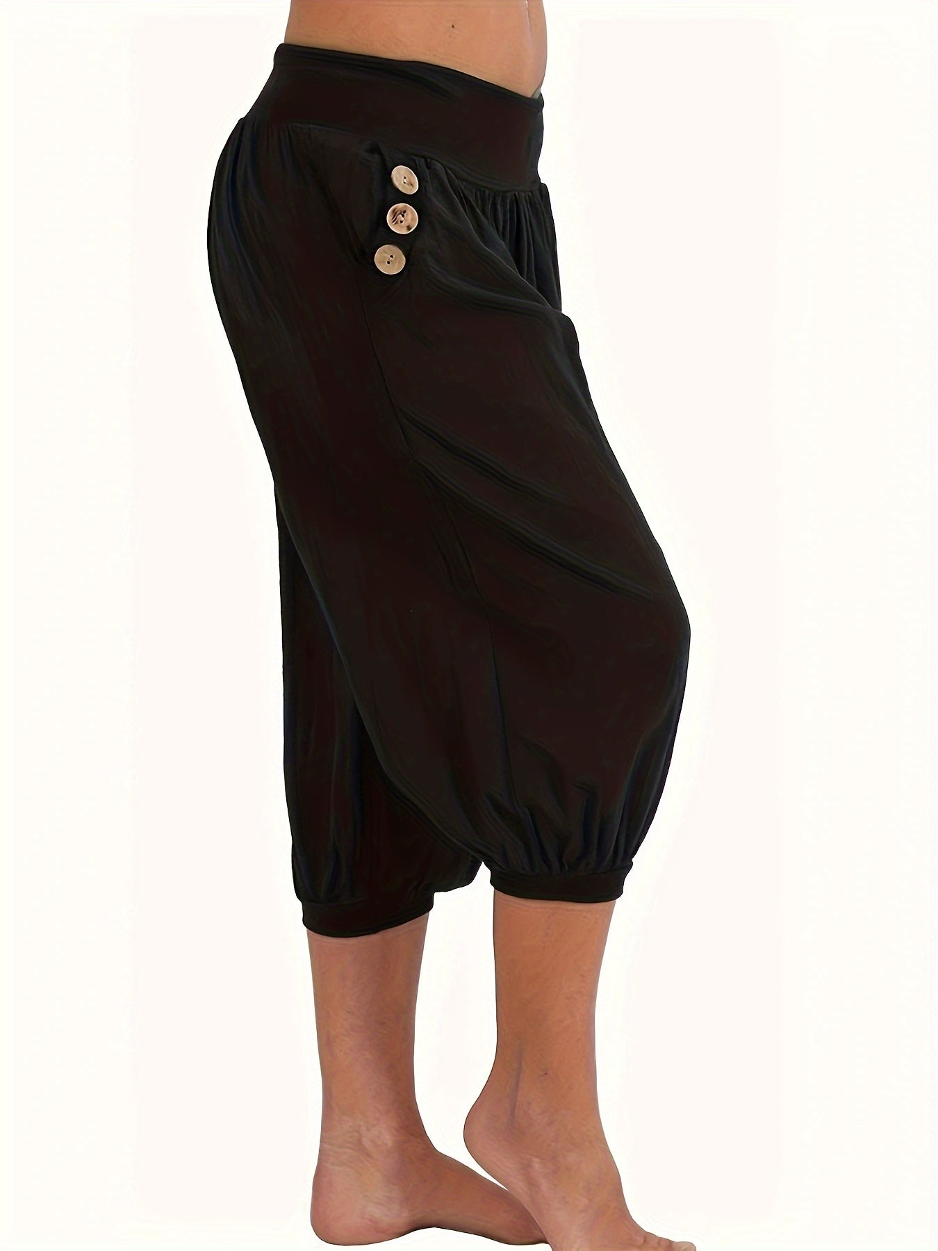 Women's Plus Size Loose-Fit Harem Pants in Solid Color, Summer Comfortable