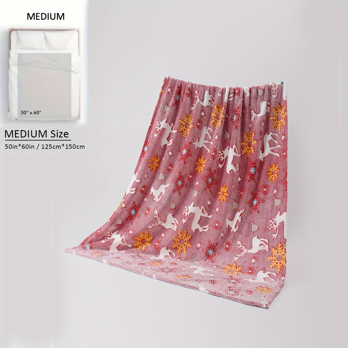 Glow in the Dark Flannel Fleece Blanket with Christmas Tree Print Cozy All-Season Home Decor