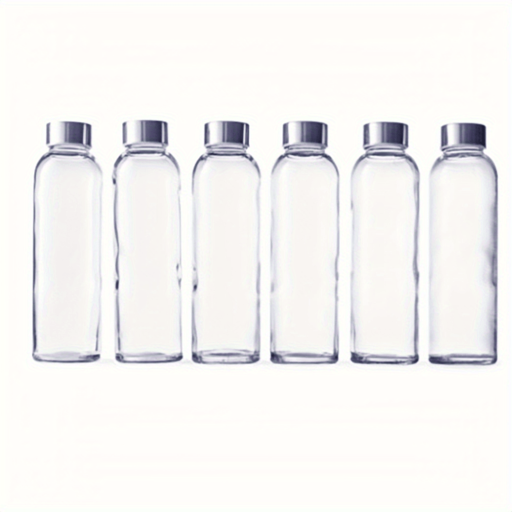 Set of 2/4/6 Clear Glass Bottles with Lids, 18 Oz, Reusable Juice Storage