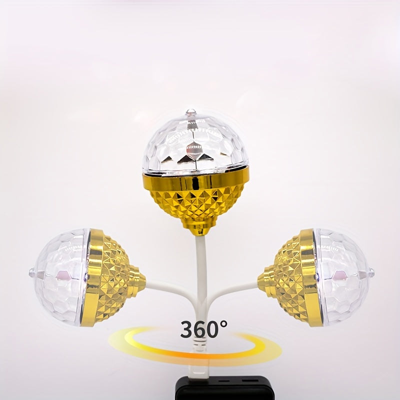 USB Powered Disco Ball Lamp with Rotating LED Spotlight for Rooms and Parties