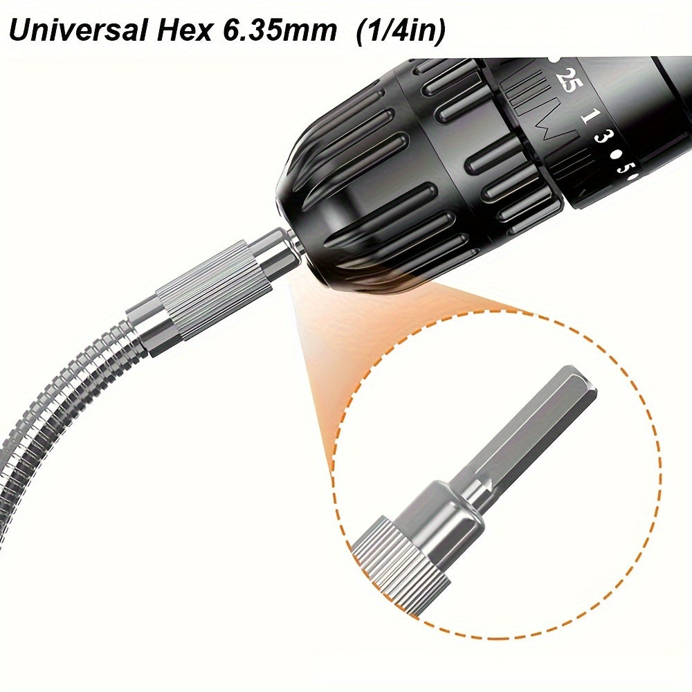 Гибкий металлический удлинитель для сверла с магнитным шестигранным хвостовиком для электрической отвертки