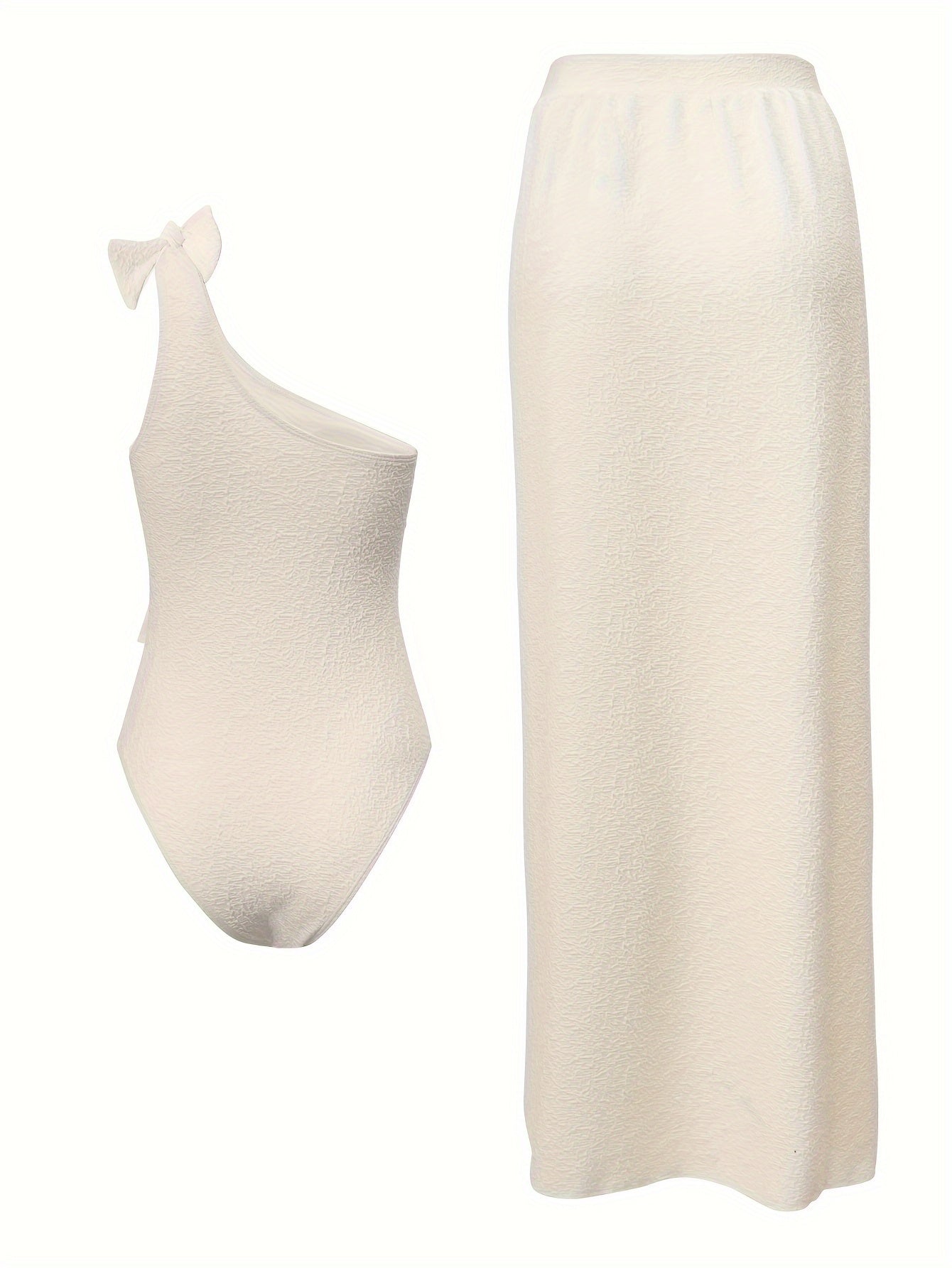 Women's One-Shoulder Swimsuit and Beach Dress Solid Polyester High Stretch Summer Fashion