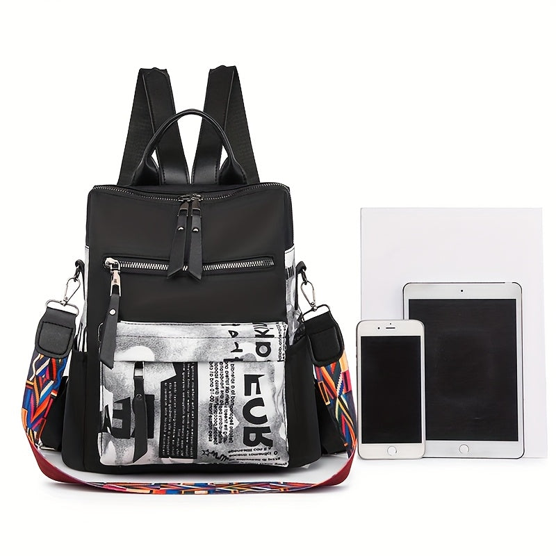 Unisex Nylon Casual Shoulder Bag with Zipper Closure and Adjustable Strap