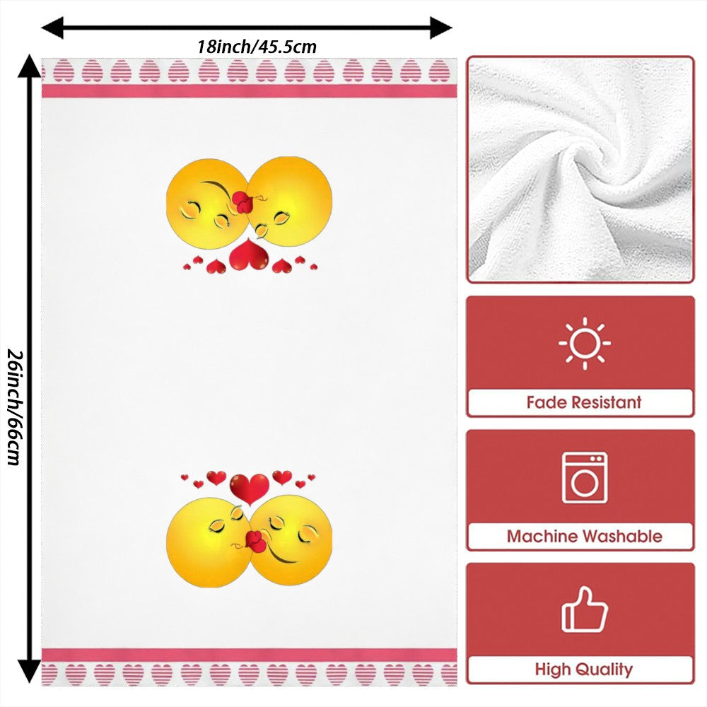 Polyester Kitchen Towels 45x66cm Soft Woven Fabric Heart Design for Camping Restaurant