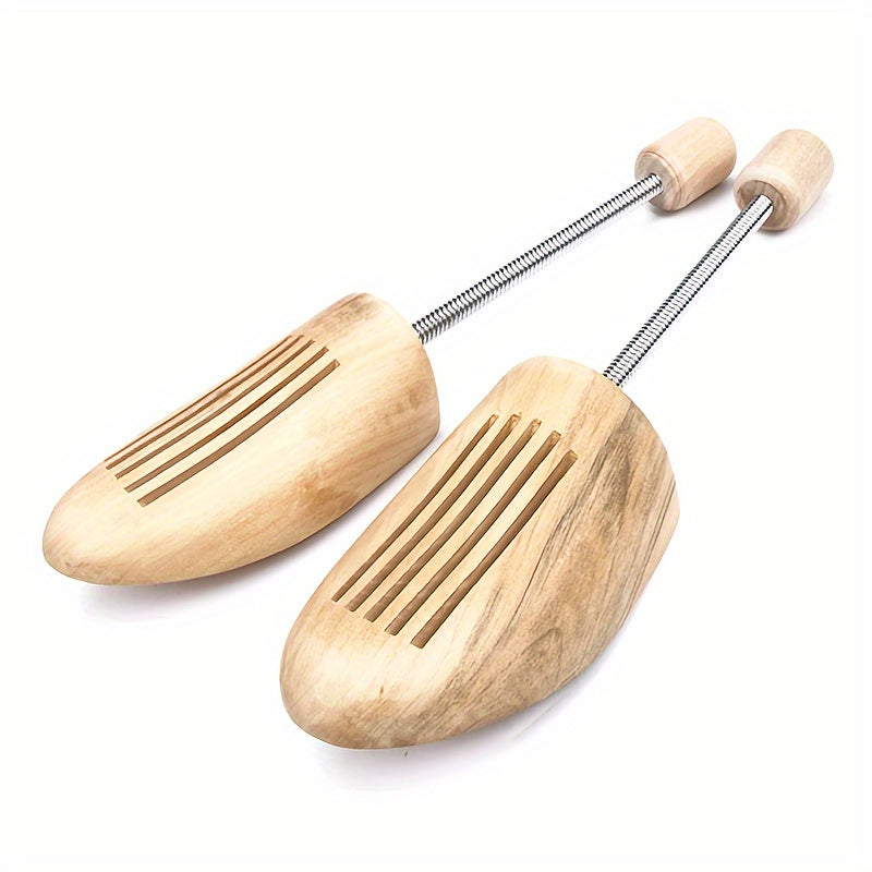 Unisex White Oak Shoe Trees with Ventilation Slots, Collapsible Travel Design
