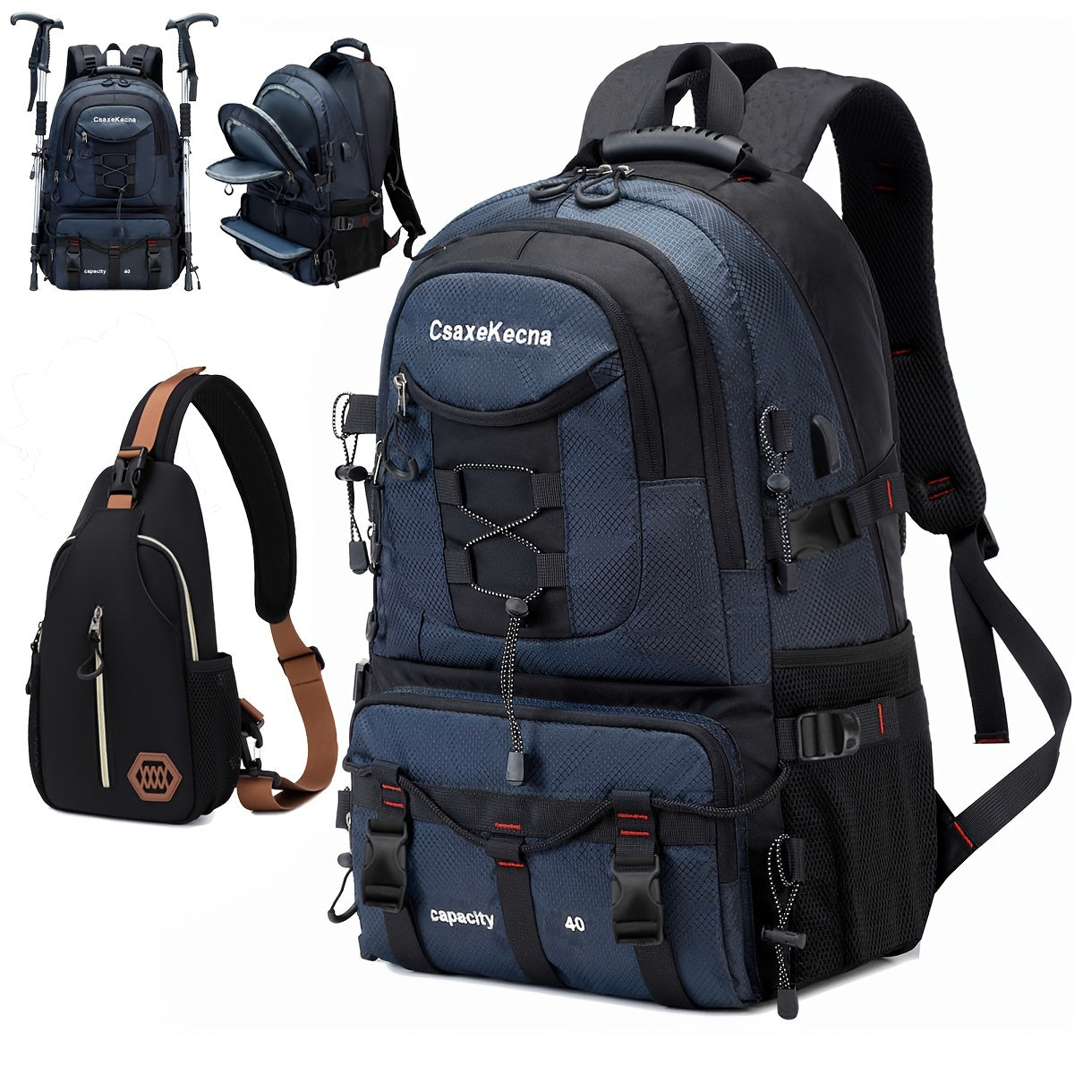 Mochila de viaje de gran capacidad para hombres y mujeres con compartimento para portátil y carga USB