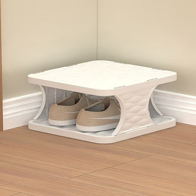 Foldable Shoe Rack 2 Tiers Space-Saving No-Hassle Assembly Entryway Living Room Organizer