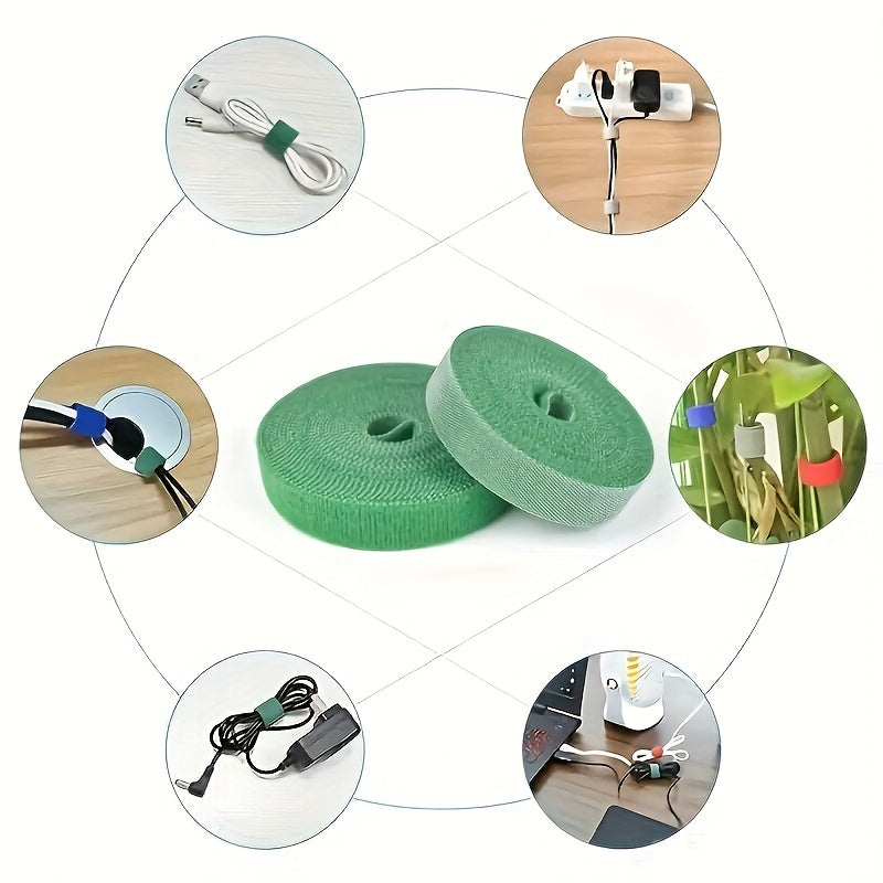 10-Meter Reusable Nylon Hook and Loop Cable Ties for Garden, Cable Management, and Binding