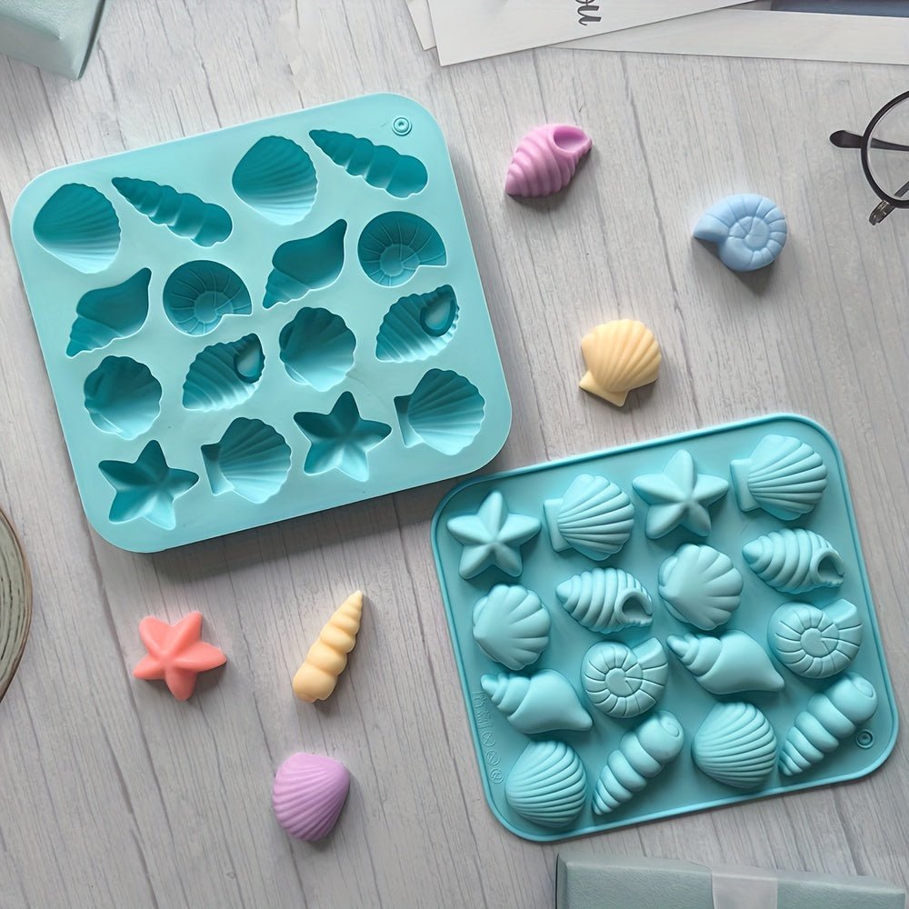 Silicone Mold for Candy Chocolate Ice Conch and Starfish Shapes 12 Cavity Baking Kitchen Crafts