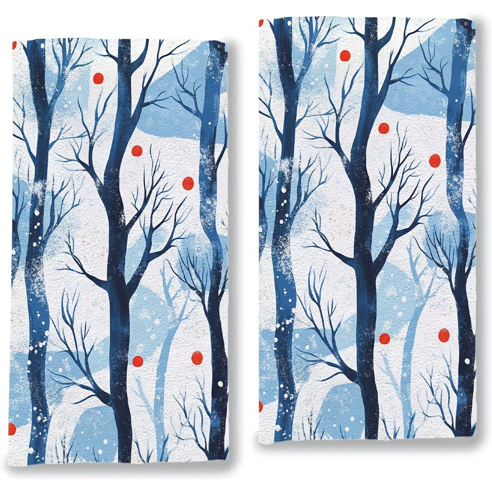Set of 2 Ultra Soft Kitchen Towels 40x60cm Winter Jungle Trees Absorbent