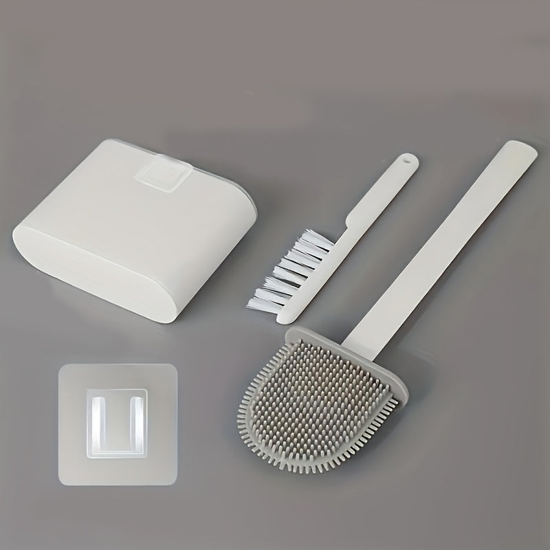 Silikon hojatxona cho'tkasi to'plami, devorga o'rnatilgan, pol uchun stativ, uzoq tutqichli, qayta ishlatiladigan