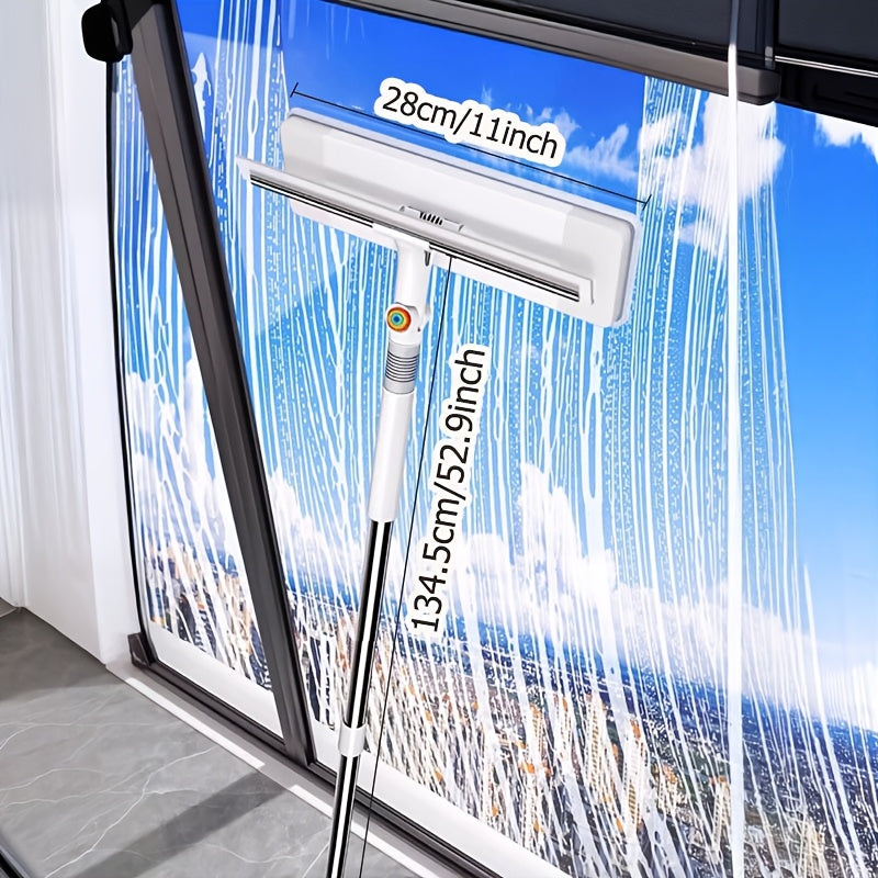 2-in-1 Extendable Window Squeegee with Scraper Stainless Steel Plastic