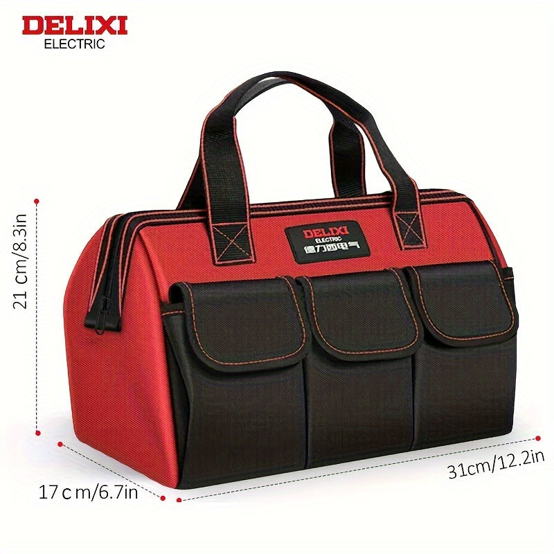 Keng og'zli asboblar uchun og'ir yuk ko'taruvchi ko'p cho'ntakli asbob saqlash sumkasi, asboblarni oson tashkil etish uchun bir nechta qatlamlarga ega (33.02 sm x 35.56 sm x 40.64 sm)