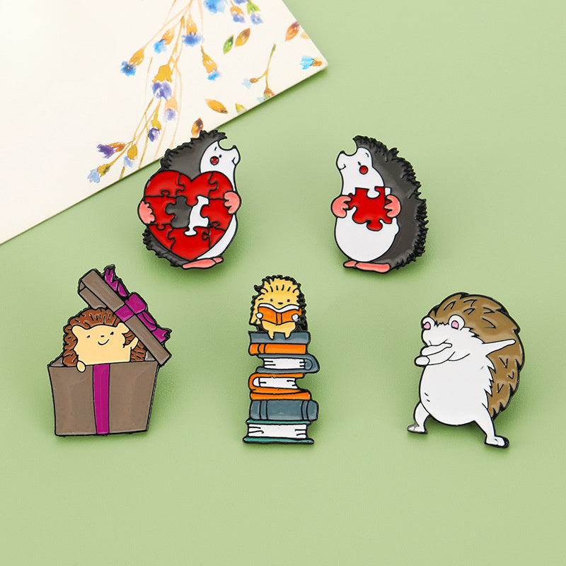 Набор из 4 брошей с мультяшными животными для девочек, украшения из эмалевого сплава