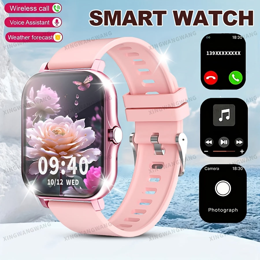 Men Women 4.65cm Touchscreen Smartwatch Fitness Tracker Call SMS USB Charging Silicone Strap