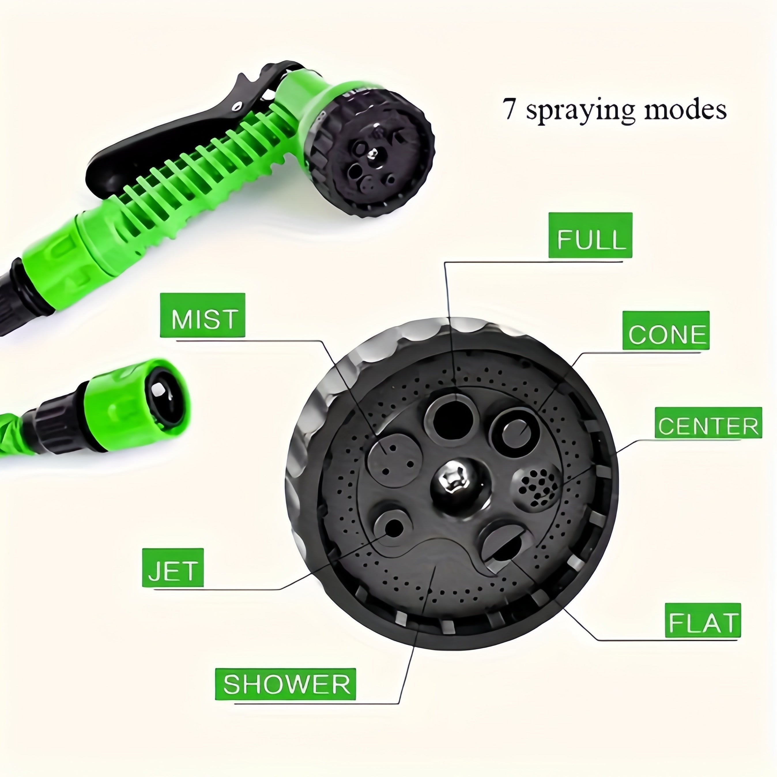 Expandable Green Garden Hose Set 22.86 30.48 38.1 Meters Flexible Retractable High-Pressure Nozzle Connectors