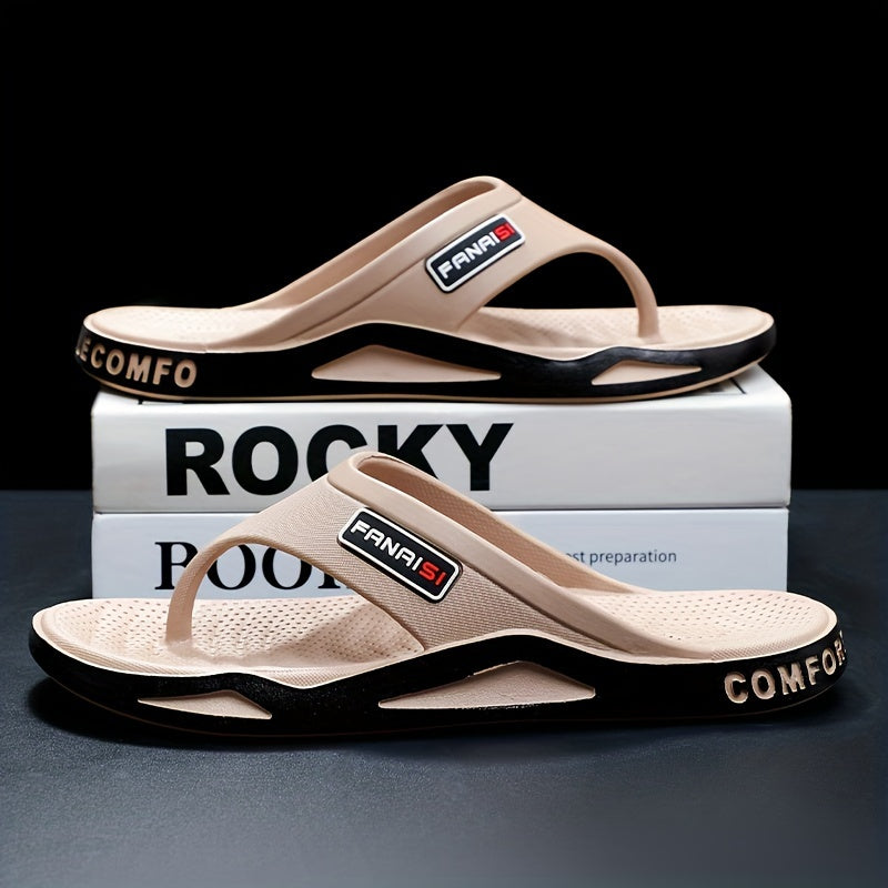 Men's PVC Casual Slip-On Slippers with Round Toe for Outdoor and Daily Use