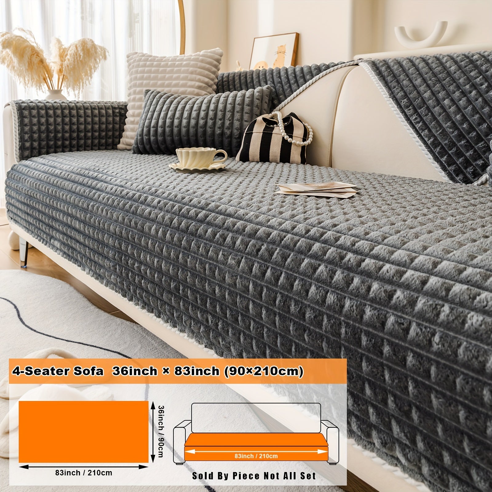 Нескользящая плюшевая накидка на диван для всей мебели, безопасная для домашних животных, легко очищается