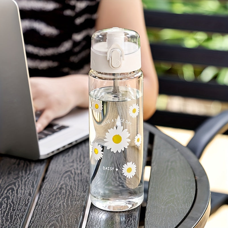 Women's Floral Plastic Water Bottle Large Capacity Lightweight Round PVC-Free