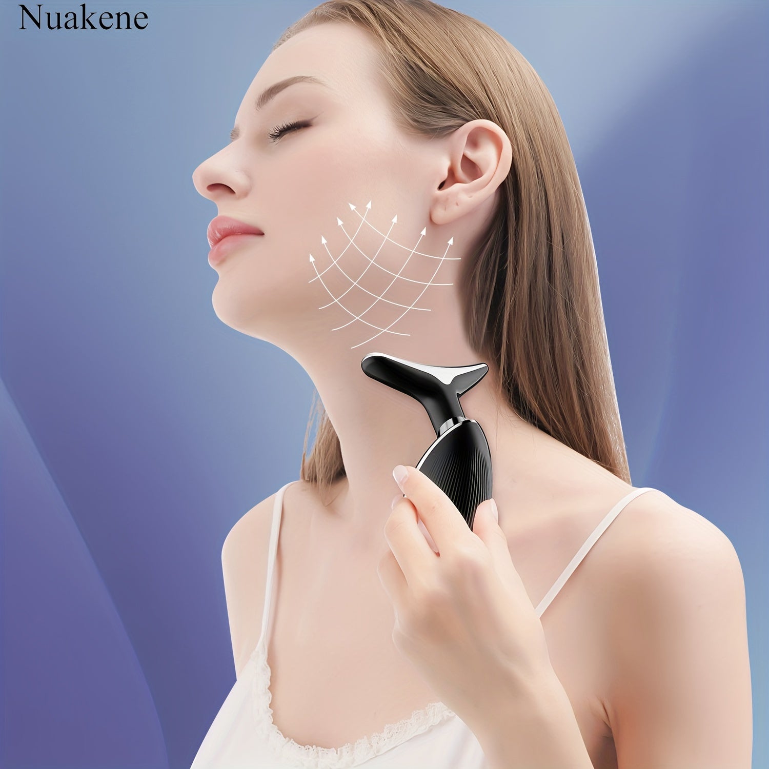 Vibrating Heat Neck Face Massager with 7 Colors USB Rechargeable Skincare Home Facial