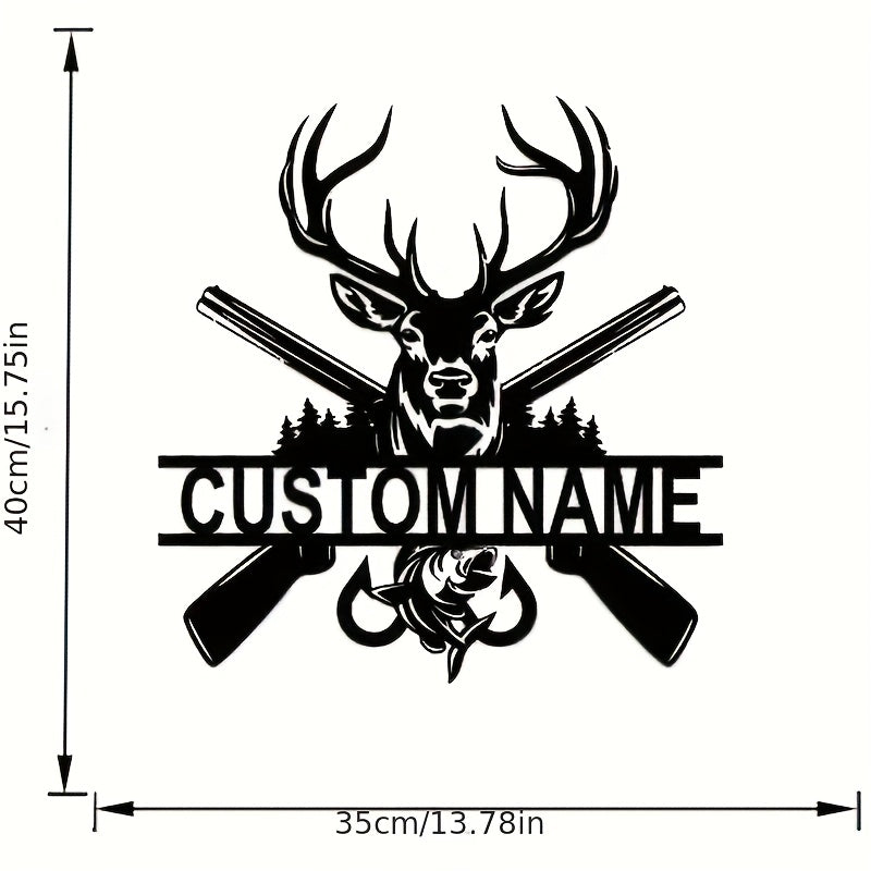 Personalized Deer Wall Art Metal Wildlife Hanging Decor Black Hunting Theme Home Kitchen