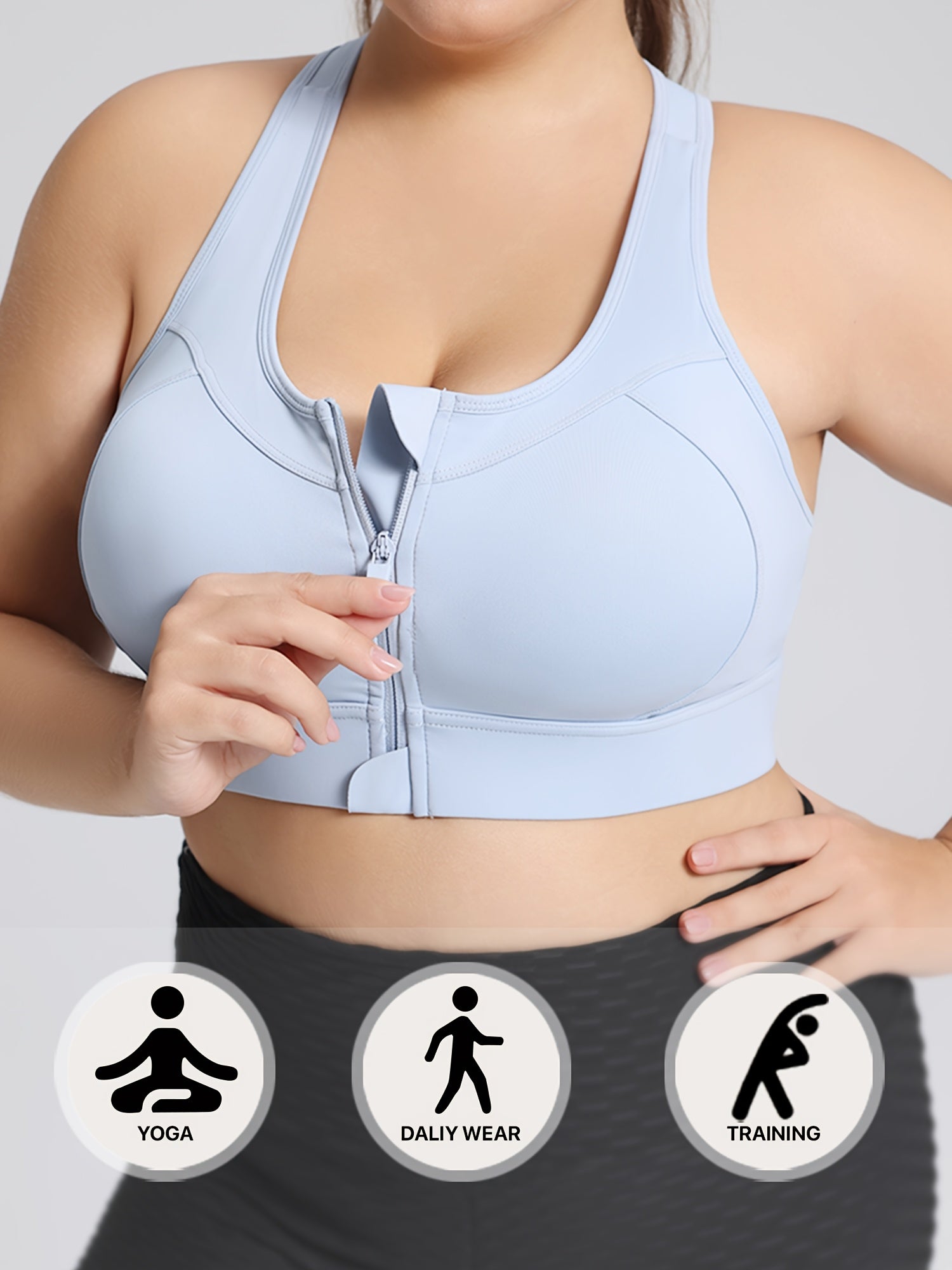 Women's Plus Size High-Impact Sports Bra with Built-In Pads - Breathable Yoga Top