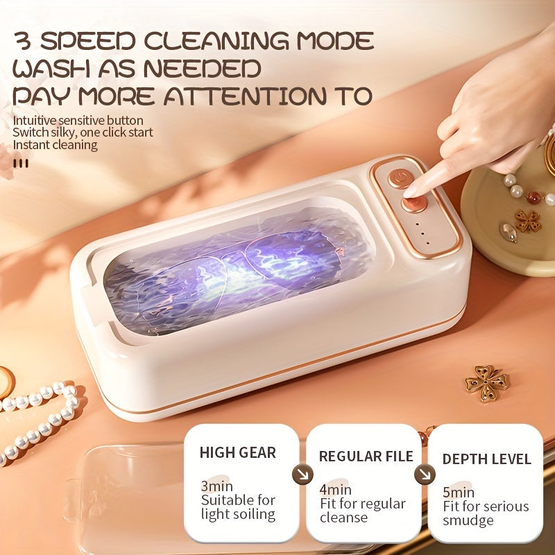USB Rechargeable Jewelry and Eyeglass Cleaner High-Efficiency Vibration Home Use